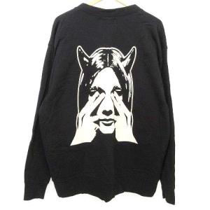 近年 SEE NO EVIL カーディガン ヒスガール 両面プリント ドロップショルダー XL ブラック 日本製 02213CD02