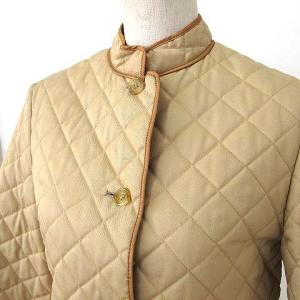 Aquascutum キルティング コート ジャケット パイピング 裏地チェック コットン 8 ベージュ