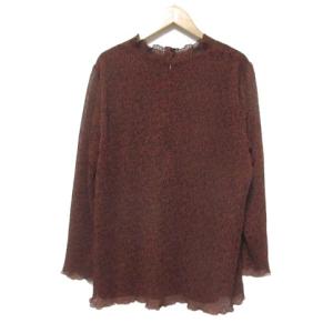 Leilian 長袖 ブラウス 楊柳 プルオーバー 13＋ プルオーバー モックネック ブラウン