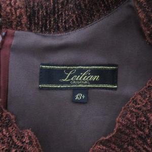 Leilian 長袖 ブラウス 楊柳 プルオーバー 13＋ プルオーバー モックネック ブラウン