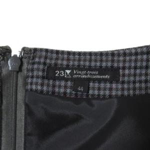 23区 ワンピース ひざ丈 ウール チェック 七分袖 グレー