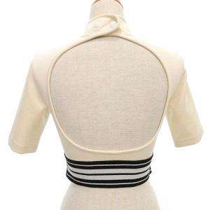 LOUIS VUITTON 美品 22SS スポーティ クロップド トップス LVストライプ ハイネック 半袖 カットソー イタリア製 国内正規 34