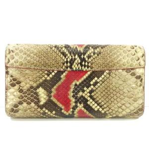 LOUIS VUITTON ポルトフォイユ・カプシーヌ 二つ折り 長財布 パイソン × レザー LVバックル レッド