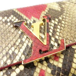 LOUIS VUITTON ポルトフォイユ・カプシーヌ 二つ折り 長財布 パイソン × レザー LVバックル レッド