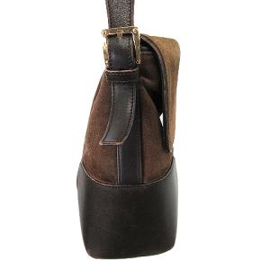 LOEWE ヴィンテージ ショルダーバッグ スエード 型押し フラップ レザー ブラウン