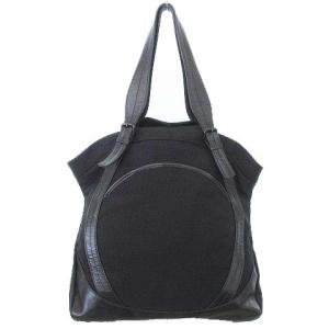 トートバッグ キャンバス × レザー 肩掛け ショルダーバッグ ブラック