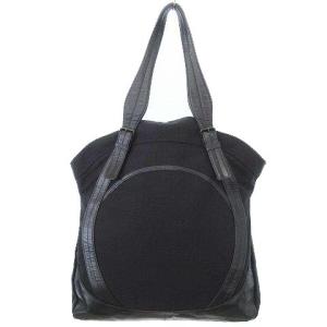 ISSEY MIYAKE トートバッグ キャンバス × レザー 肩掛け ショルダーバッグ ブラック
