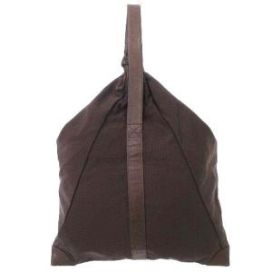 ISSEY MIYAKE トートバッグ ナイロン レザー ワンハンドル トライアングル 三角型 ハンドバッグ ブラウン