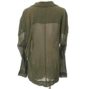 ISSEY MIYAKE ペルマネンテ PERMANENTE 04年製 カーディガン シアー 無地 コットン メッシュ ワイド シャツ M カーキ系