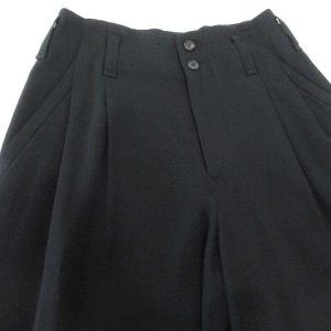 ISSEY MIYAKE ウール スラックス パンツ 無地 ハイウエスト ツータック ストレート M ブラック