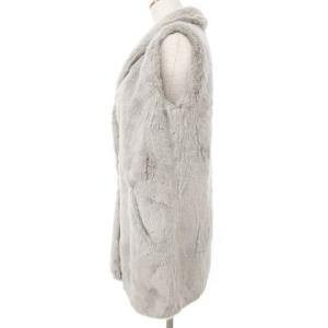 EMPORIO ARMANI 国内正規 エコファー ロング ベスト フェイクファー 38 ライトグレー