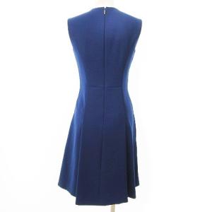 EPOCA ワンピース ひざ丈 ノースリーブ フレア エコファー切替 無地 38 ネイビー