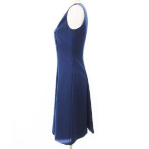 EPOCA ワンピース ひざ丈 ノースリーブ フレア エコファー切替 無地 38 ネイビー