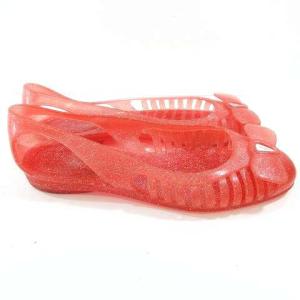 Salvatore Ferragamo ラバー バレエシューズ フラットシューズ リボン ラメ ロゴ 8 25?p相当 赤 レッド IBO30