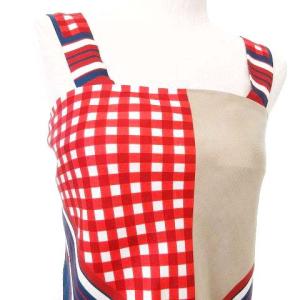 LOUIS VUITTON RW141W F5BLIBO30 シルクスカーフトップス ギンガムチェック ベージュ レッド