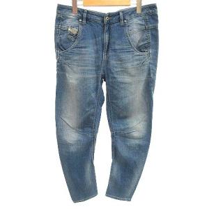 ボーイフレンド ジョグデニム パンツ FAYZA ストレッチ ジップ ユーズド加工 国内正規 コットン 27 M インディゴ