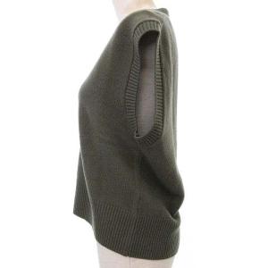MHL. 19AW ニット ベスト ウール Vネック 無地 2 カーキ