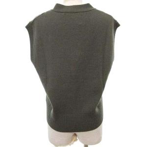 MHL. 19AW ニット ベスト ウール Vネック 無地 2 カーキ