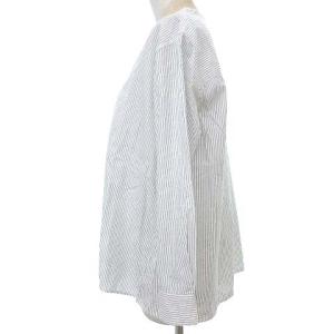 MHL. 18ss プルオーバー シャツ ハーフボタン ブラウス バンドカラー 長袖 3 ホワイト グレー