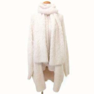 20AW ファーライクカーデ マフラー カーディガン エコファー シャギー 羽織り F アイボリー