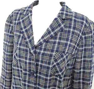 Leilian ジャケット チェック ツイード テーラード コットン 大きいサイズ 15+ XXL 紺 ネイビー IBO30