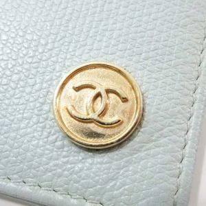 CHANEL レザー カードケース ココマーク 二つ折り 名刺入れ スペイン製 ライトブルー
