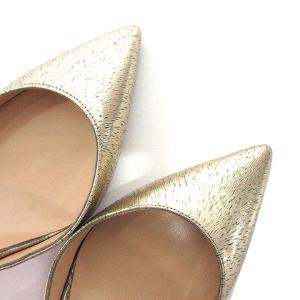 Christian Louboutin パンプス ピンヒール ポインテッドトゥ 加工 レザー 38 ゴールド