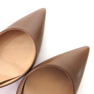 Christian Louboutin パンプス ピンヒール ポインテッドトゥ 無地 レザー 38 茶