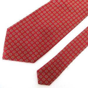 GIANNI VERSACE シルク100% ネクタイ レギュラータイ 総柄 フォーマル スーツ レッド イタリア製