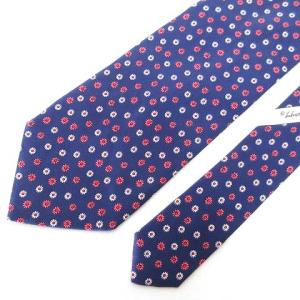 Salvatore Ferragamo シルク100% ネクタイ レギュラータイ 花柄 スーツ フォーマル ネイビー イタリア製