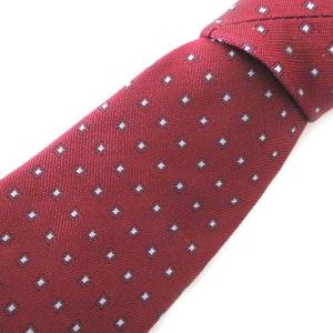 美品 シルク100% ネクタイ レギュラータイ 総柄 ドット フォーマル スーツ 赤 レッド イタリア製