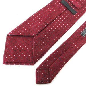 PRADA 美品 シルク100% ネクタイ レギュラータイ 総柄 ドット フォーマル スーツ 赤 レッド イタリア製