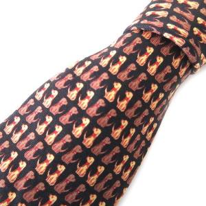 シルク100% ネクタイ レギュラータイ 犬柄 フォーマル スーツ ブラック イタリア製