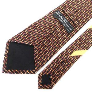 Salvatore Ferragamo シルク100% ネクタイ レギュラータイ 犬柄 フォーマル スーツ ブラック イタリア製