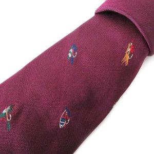 タグ付き シルク100% ネクタイ レギュラータイ 総柄 刺繍 スーツ パープル USA製