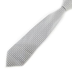 美品 近年 ネクタイ トリオンフ レギュラータイ シルク 総柄 シャイニーグレー シルバー イタリア製 A1110