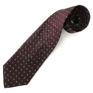 美品 ネクタイ レギュラータイ ビジネス 総柄 シルク 赤 レッド