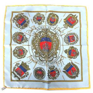 カレ45 スカーフ 43x43cm ハンカチ シルク 青 ブルー