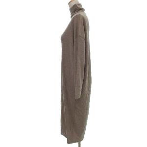 Ameri VINTAGE ハイネック ニット ワンピース ロング ドルマン 長袖 薄手 オーバーサイズ F ベージュ NVW