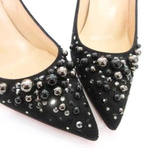 Christian Louboutin パンプス パール ビジュー スエード 38.5 ブラック