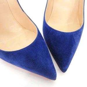 Christian Louboutin スエード パンプス ポインテッドトゥ ハイヒール イタリア製 38 ブルー