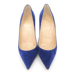 Christian Louboutin スエード パンプス ポインテッドトゥ ハイヒール イタリア製 38 ブルー