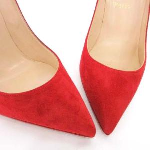 Christian Louboutin スエード パンプス ポインテッドトゥ ハイヒール 38.5 25.5cm 赤
