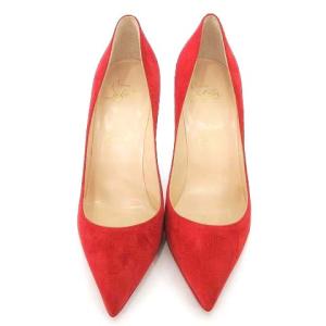 Christian Louboutin スエード パンプス ポインテッドトゥ ハイヒール 38.5 25.5cm 赤