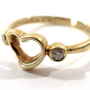 TIFFANY&Co. オープンハート K18 2Pダイヤ リング 指輪 11号 イエローゴールド ジュエリー アクセサリー A1124