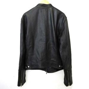 EMMETI 干場義雅 H UOMO シングルライダースジャケット ラムスキン ナッパレザー 46 黒