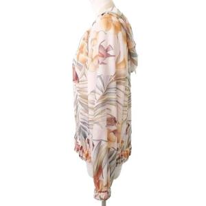 LEONARD SPORT シースルー パーカー ジップアップ 薄手 ジャケット フラワー フィッシュ プリント 40 ベージュ