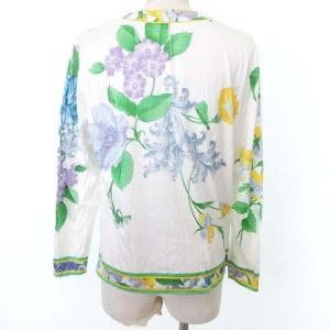 LEONARD FASHION 花柄 カットソー 長袖トップス フラワープリント L 白 ホワイト  IBO31