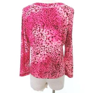 LEONARD FASHION 美品 ヒョウ柄 カットソー 長袖 レオパード柄 トップス L ピンク IBO31