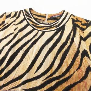 LEONARD FASHION トラ柄 カットソー シルク混 ウール トップス 長袖 アニマル柄 L ベージュ系 IBO31